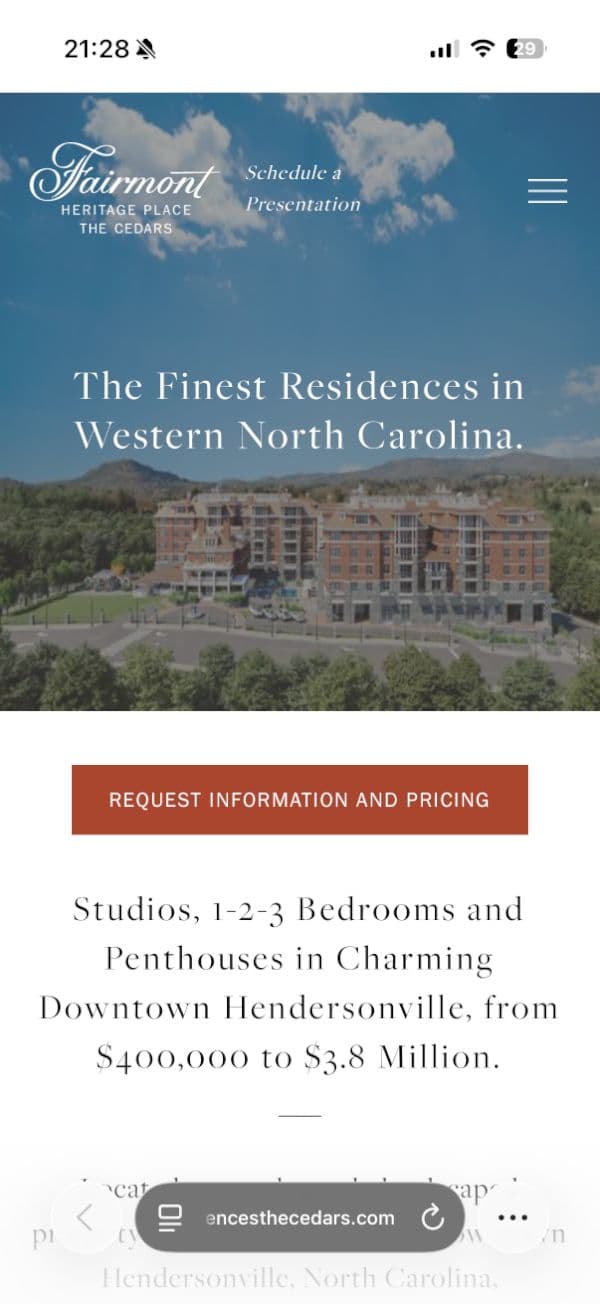 Fairmont Residences the Cedars mobile screenshot
